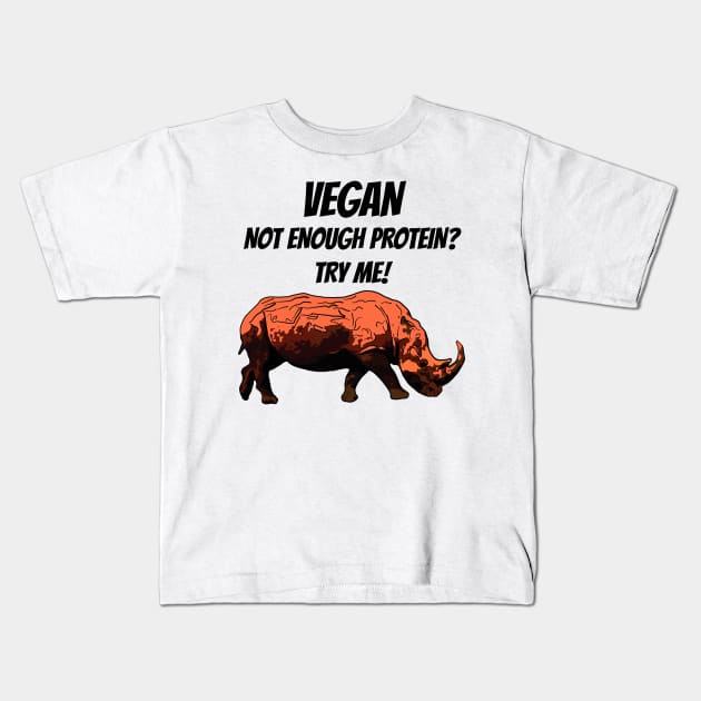 Funny Vegan Rhino Kids T-Shirt by ardp13